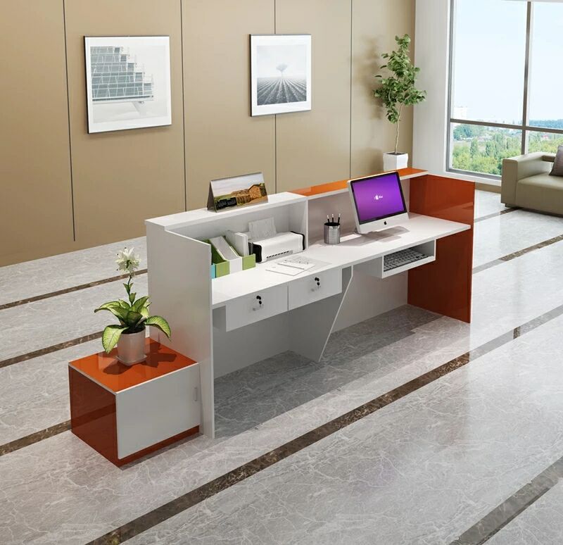Quầy lễ tân văn phòng lễ tân bàn nội thất văn phòng đơn giản hiện đại công ty thu ngân bàn tư vấn dịch vụ quầy bar chào mừng quầy - Nội thất siêu thị mua xe đẩy hàng