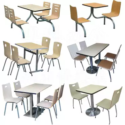 Chengdu one table four Chair Chair solid wood table steel wood table company fast dining table canteen dining table and chair