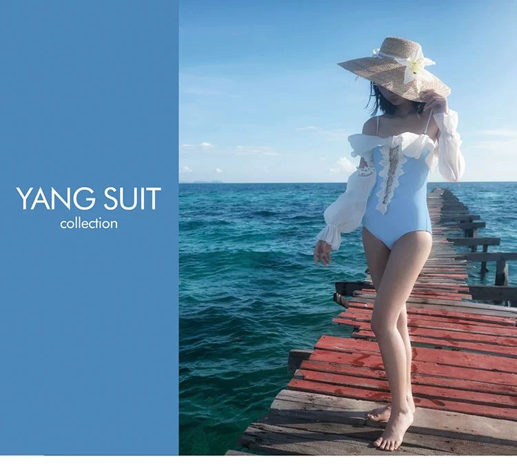 Fan hâm mộ cổ tích áo tắm nữ Hàn Quốc ins gió dài tay gợi cảm một mảnh giảm béo che bụng bikini 2019 áo tắm nóng xuân - Bộ đồ bơi One Piece