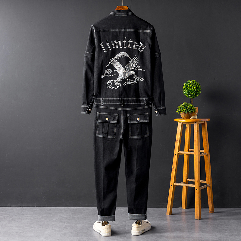 Spring and Autumn Jumpsuit Set for Men and Women, Eagle Embroidery, Bar Workwear, Performance Clothing, Detachable Sleeves, One-Piece Suit Spring and Autumn Jumpsuit Set for Men and Women, Eagle Embroidery, Bar Workwear, Performance Clothing, Detachable Sleeves, One-Piece Suit