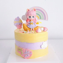 Creative cartoon star River girl heart Cute loli girl ornaments two-dimensional birthday cake baking accessories gift