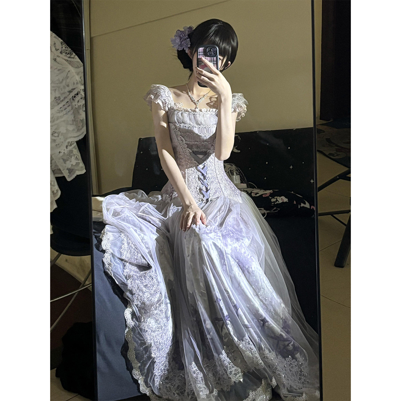 Rainy Wisteria Lolita Dress 2026 New Style Student Day Coming-Of-Age Ceremony Dress Daily Wearable Annual Meeting Host Long Dress