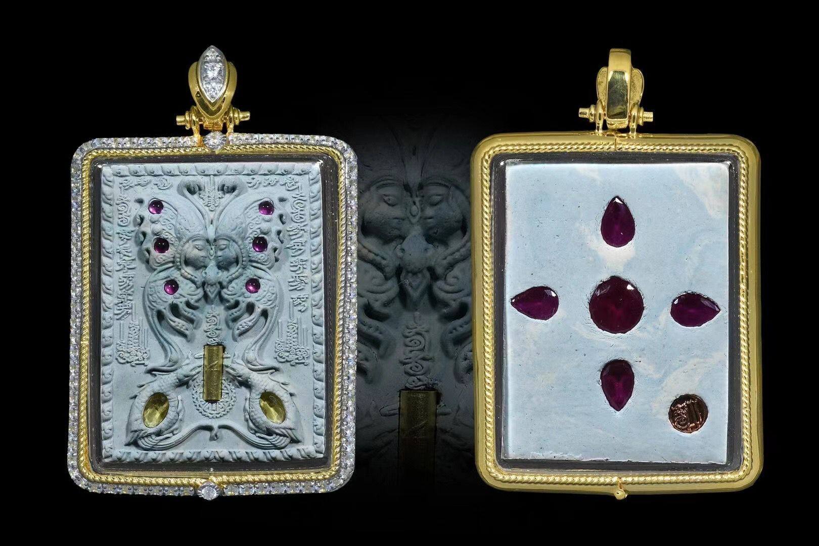 Thai buddhist Cuban Jesena early butterfly pure silver gilded inlaid drill shell