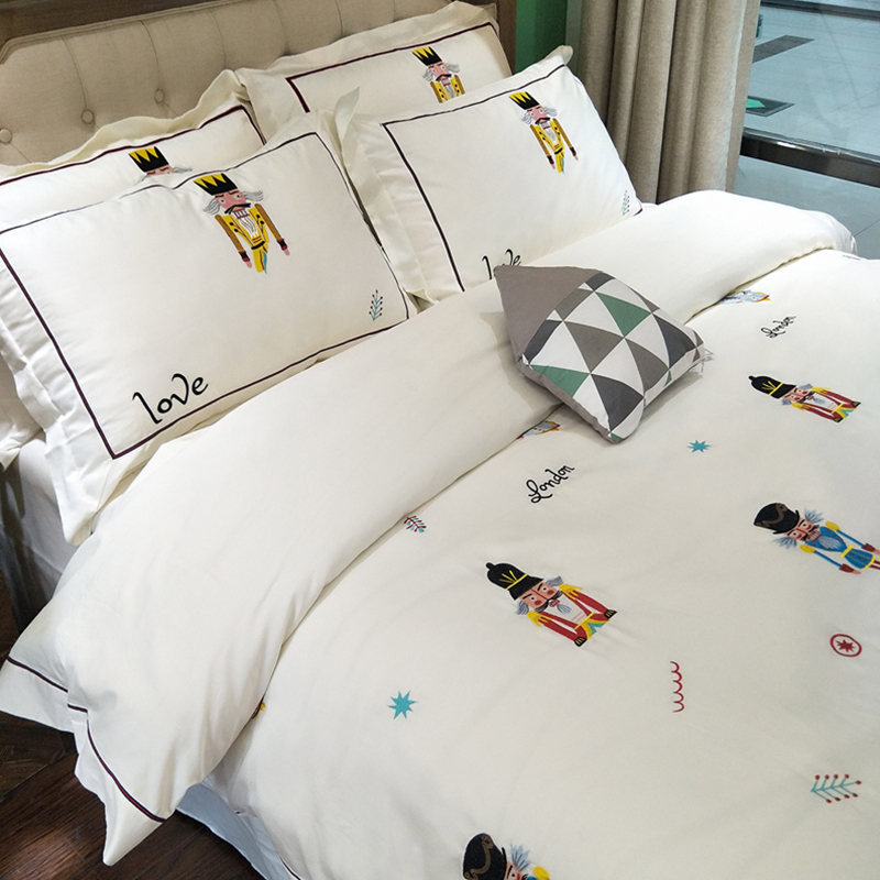 Foreign trade kids 4pcs bedding set children's room model room bedding soft design four-piece set