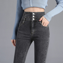 Jeans womens high-waisted small pants 2021 new thin and versatile tight stretch pencil Korean version of the wild outside wear