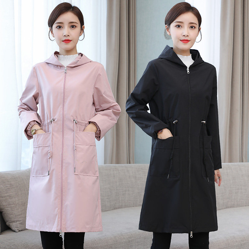 Autumn Winter Adults Hood Clothes Woman New Waterproof Lengthened work jacket Down jacket Jacket Kitchen long sleeves Sleeves Apron