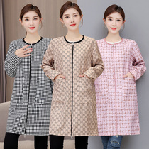 Down clothes adult woman autumn and winter waterproof work clotheshousehold leisure kitchen dirty long sleeve apron