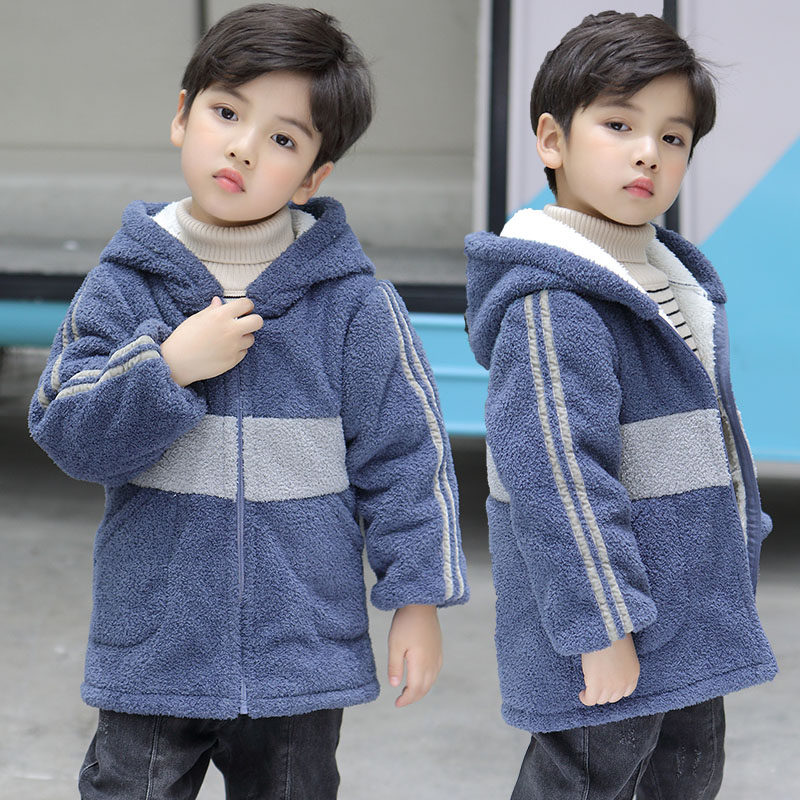 Children's Down Costume Boy with thick-up zipper shirt for cotton coat baby eating siege pocket