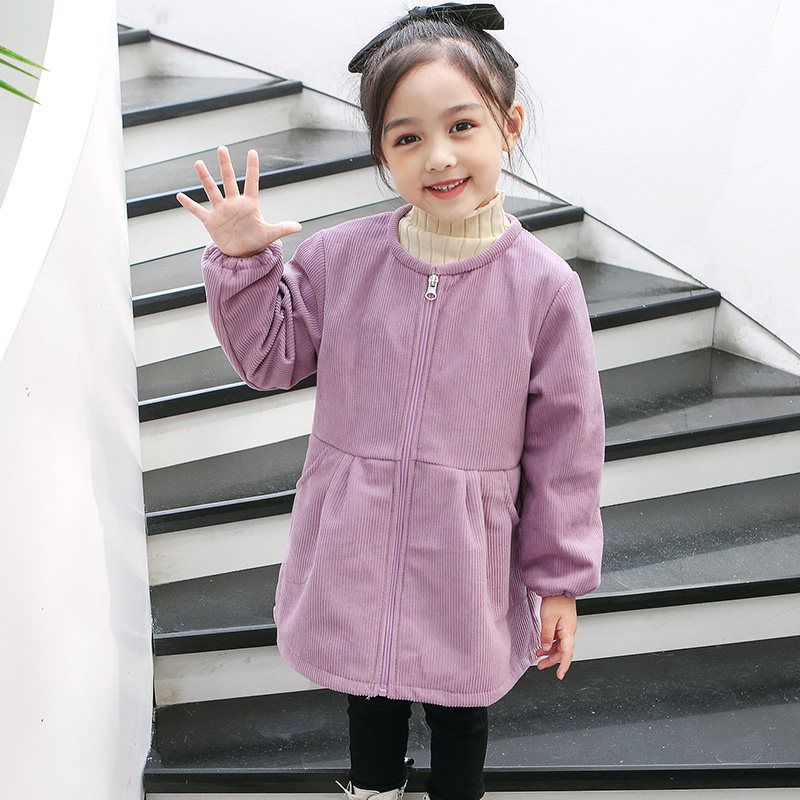 Girl's core core cover baby long sleeve zipper down clothes thickened garment children's cotton coat autumn and winter ocean