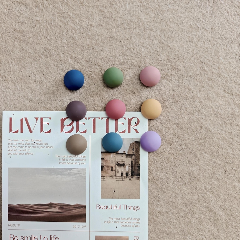 A Set of 9 ins Matte Morandi Felt Cork Board Photo Wall Decoration Push Pins Thumbtacks for Polaroid Fixation