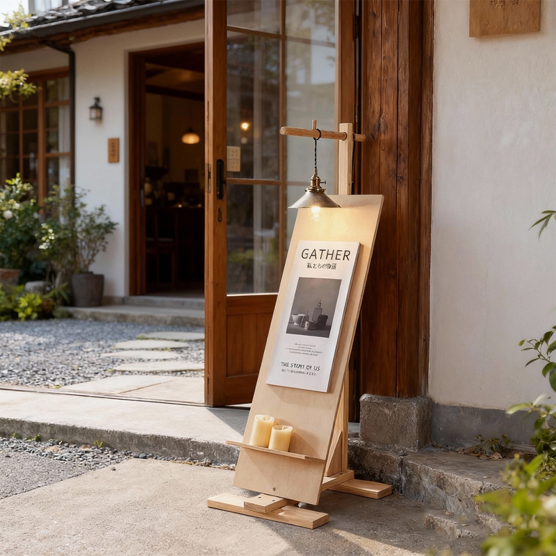 Luminous Billboard Opening Display Stand with Vintage Style for Outdoor Brands, Star Hotels, Clothing Stores, and Homestay Poster Wooden Stands Luminous Billboard Opening Display Stand with Vintage Style for Outdoor Brands, Star Hotels, Clothing Stores, and Homestay Poster Wooden Stands
