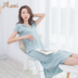 Nightdress nữ mùa hè bông hàng đầu dưa đầu có thể được đeo bên ngoài ngắn tay áo phần mỏng ngực lỏng pad sexy đồ ngủ Đêm đầm