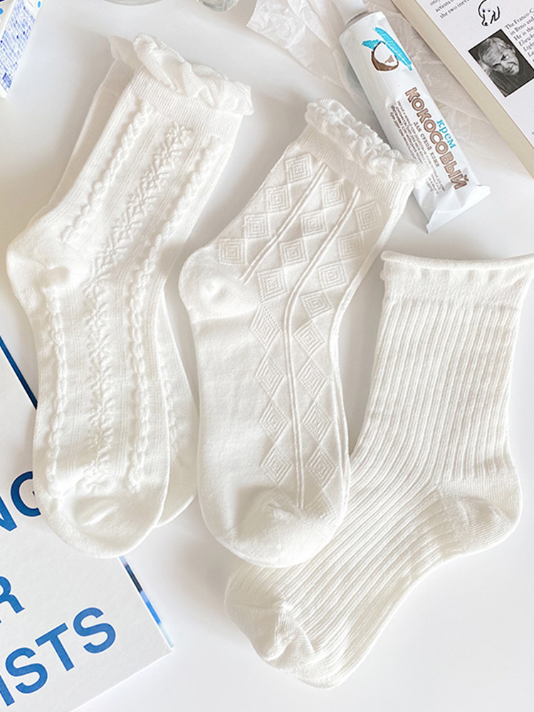 White socks ins tide spring and autumn cotton cute Japanese lolita uniform lace spring and autumn