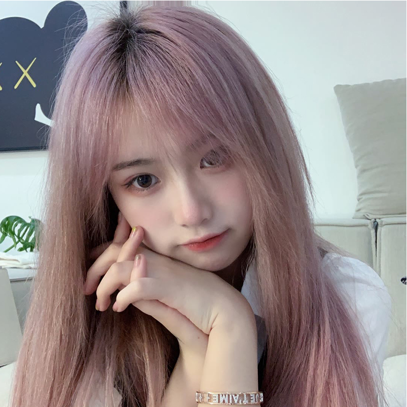 Belle Long Straight Hair Internet Celebrity Wig Thin Purple Female Long Hair Jk Medium Length ins Girl Group Cute Face-Shaping Girl Fake Hair Belle Long Straight Hair Internet Celebrity Wig Thin Purple Female Long Hair Jk Medium Length ins Girl Group Cute Face-Shaping Girl Fake Hair