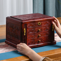 Mahogany jewelry box high-end solid wood Chinese jewelry box new storage box wooden rosewood engagement wedding dowry box