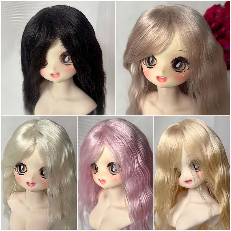 Yale Bjd Wig Mohair Middle Part Bangs Hand-Modified Blank Wig for 1/3, 1/4, 1/6 Scale Dolls