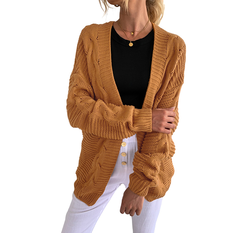 Cardiovert sweater women's new knitted sweatshirt autumn and winter style outside wearing loose foreign medium long version of minimalist jacket pro-skin fashion