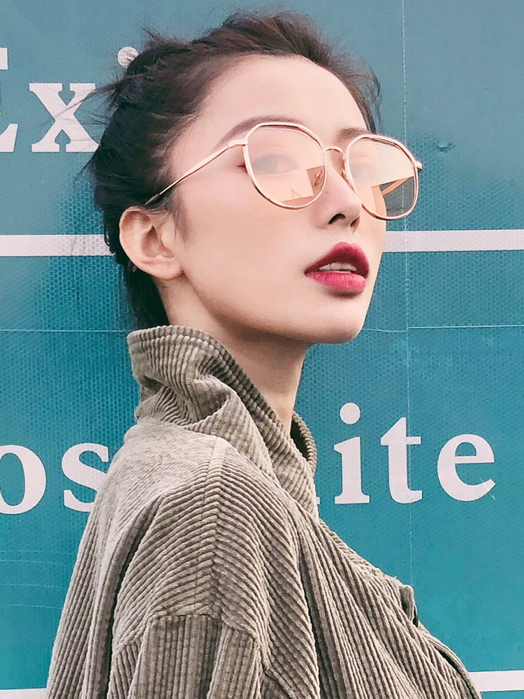 Qingmo sunglasses female ocean pink sunglasses Street shot decorative sunglasses Travel vacation sunshade mirror Korean version