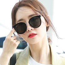 Sunglasses female Korean version of retro sun glasses star with sunglasses round frame long face beach travel sunshade mirror tide tide