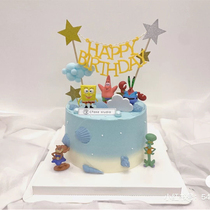 Bake birthday cake ornaments decoration SpongeBob Doll anime cartoon doll childrens birthday party toy