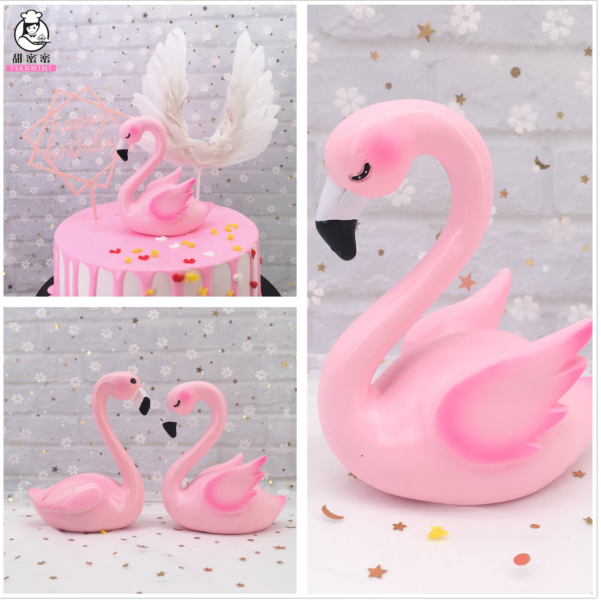 Birthday Cake Accessories Fire Birds Swing Pieces Love Love Birds Decoration Baking Items Pink Big Valentine's Day Mandarin Bird-Taobao