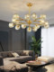 Postmodern Light Luxury All-Copper Crystal Atmospheric Living Room Chandelier Creative Nordic Dining Room Bedroom Golden Internet-Famous Molecular Lamp