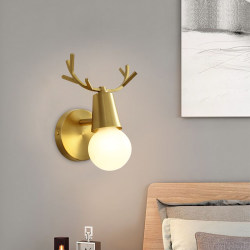 Light Luxury Bedroom Bedside Wall Lamp, All-Copper Antler Lamp, Living Room Tv Background Wall Lamp, Corridor Aisle Creative Wall Lamp