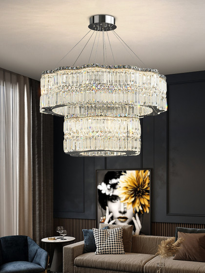 Post-modern light luxury living room crystal chandelier Italian simple and elegant high-end restaurant bedroom luxury villa main lighting