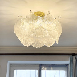 French-Style Cream Ceiling Light for Master Bedroom, New Trendy Children's Room Light, Modern Light Luxury Creative Ginkgo Leaf Light