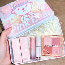 pinkbear leather can bear school season gift box lip glazed eyelid box mirror mini mouth red birthday present student