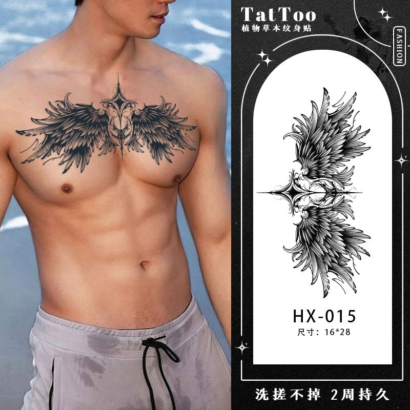 Chest Flower Herbal Tattoo Stickers Waterproof Long-Lasting for Women and Men, Chest, Front, Back, High-End Tattoo, Non-Reflective, Realistic Juice Stickers