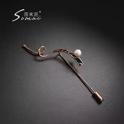 Japan, South Korea, Europe and America simple 18K gold enamel drop glaze temperament black cool ribbon brooch Joker jacket pin