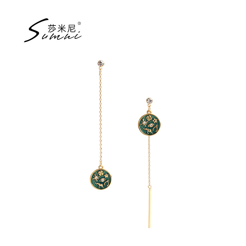 sumni lost an earring asymmetrical temperament ear necklace enamel earrings high-grade sensual pendant 2022 new