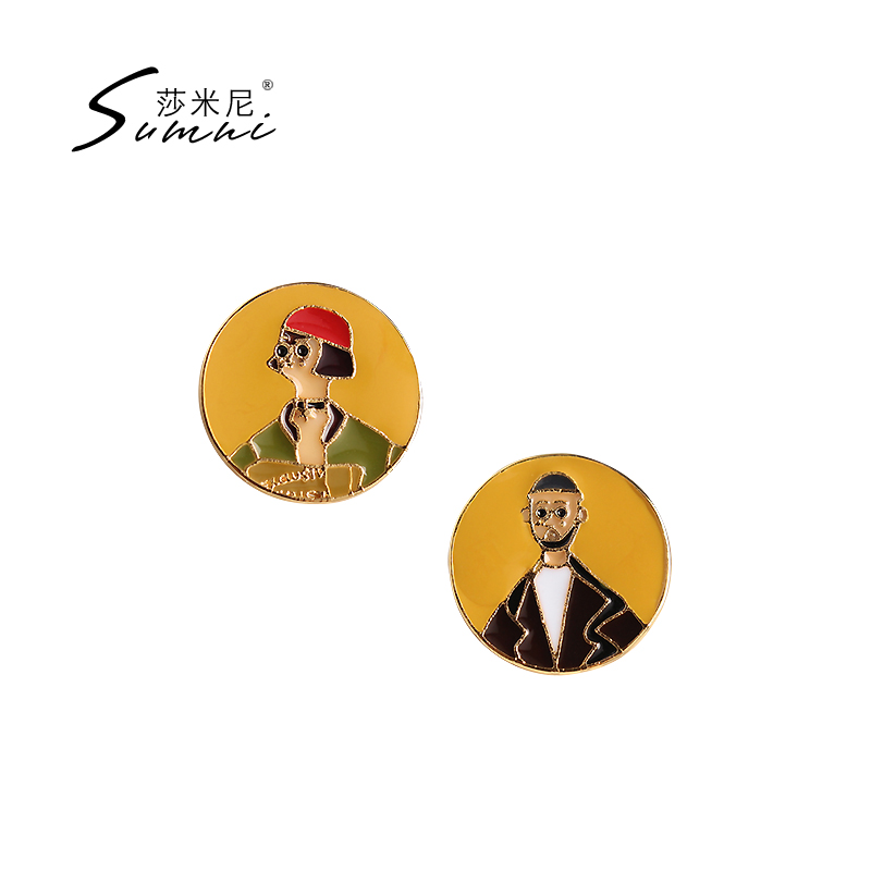 sumni Samini asymmetrical fun stud studs this killer is not too cold uncle Lolita personality couple S925