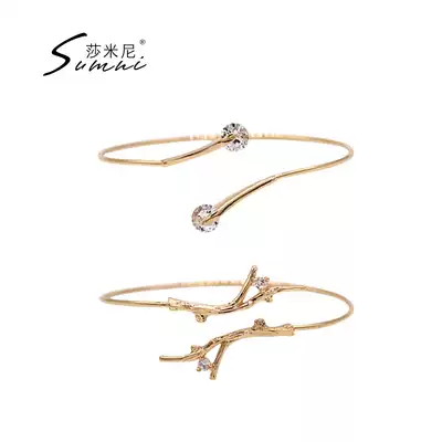 sumni Samini European and American simple style 18K gold gold artificial zircon flash branch open bracelet