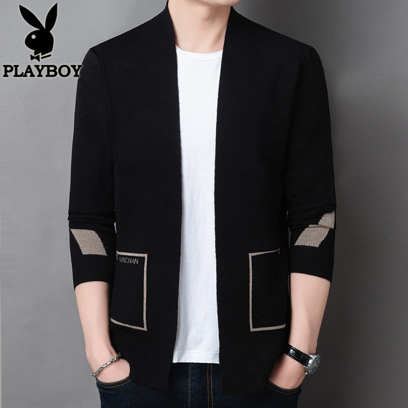 Flowers Playboy opener Men's jacket New men's autumn clothing Needle outwear for men's spring and autumn casual thin fur coats