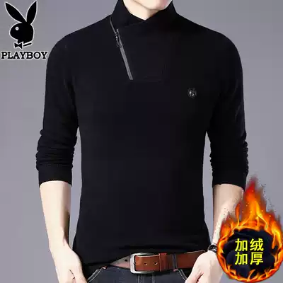 Playboy turtleneck sweater men plus velvet thickened winter Korean trend personality men warm base sweater