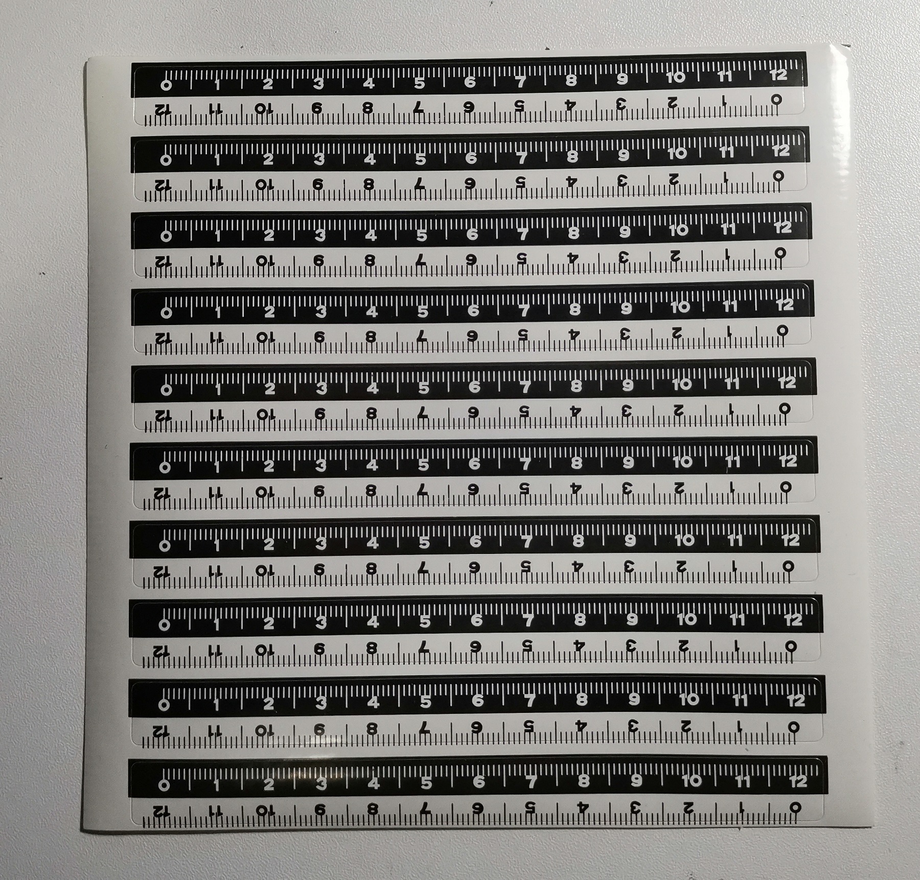 黑白双色12cm比例尺贴纸 照相测量用不干胶刻度标签 BT FG品牌