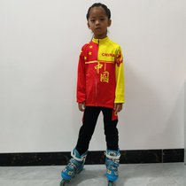Chinese Wind Childrens Wheel Skating Clothing Spring Autumn Winter Grip Suede Group Speed Skating Racing Suit China Wind Breathable Speed Dry Ride