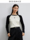 Disenis 2024 winter new commuter style design slim top with front shoulder slim cardigan round neck for women