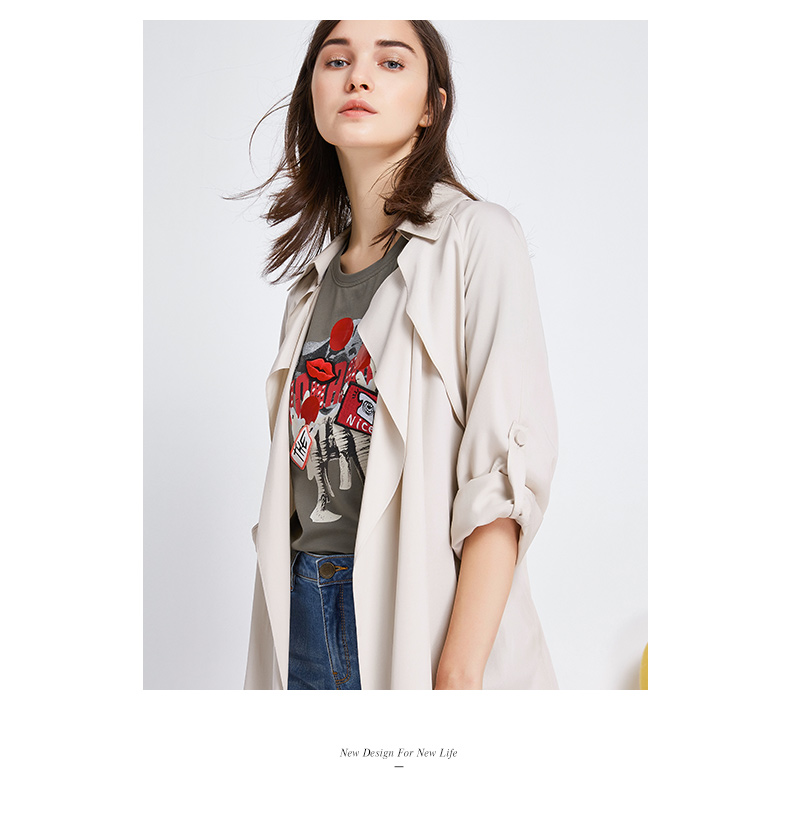 Desais mùa thu màu rắn Anh áo khoác gió thời trang không thường xuyên hem áo gió lỏng quần áo phụ nữ - Trench Coat mẫu áo khoác nữ đẹp