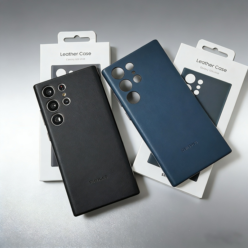 Suitable for Samsung S23 Ultra Protective Case, Original Leather Phone Case, S22U Business High-End Hard Case, Full Coverage, Button Protection, Anti-Drop, Luxurious, Dirt-Resistant, Inner Lining, S24 Ultra Original Accessories