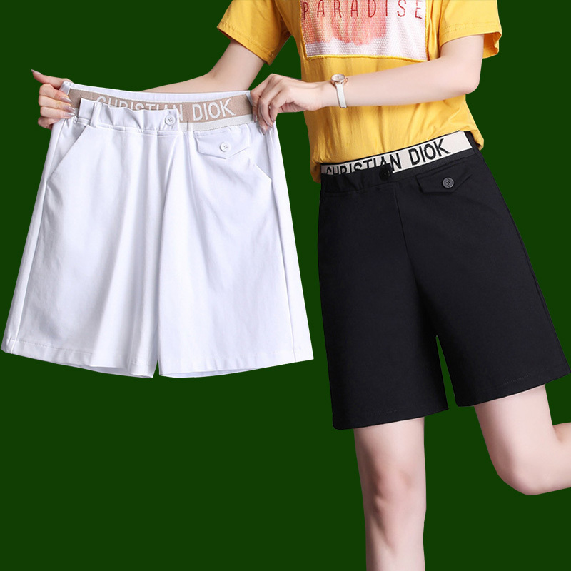 Plus-Size Women's Golf Shorts, High-Waisted Five-Point Shorts, Suitable for Curvy Women, Sporty Casual Elastic Mid-Length Pants, Breathable, Slimming, Wide-Leg Pants