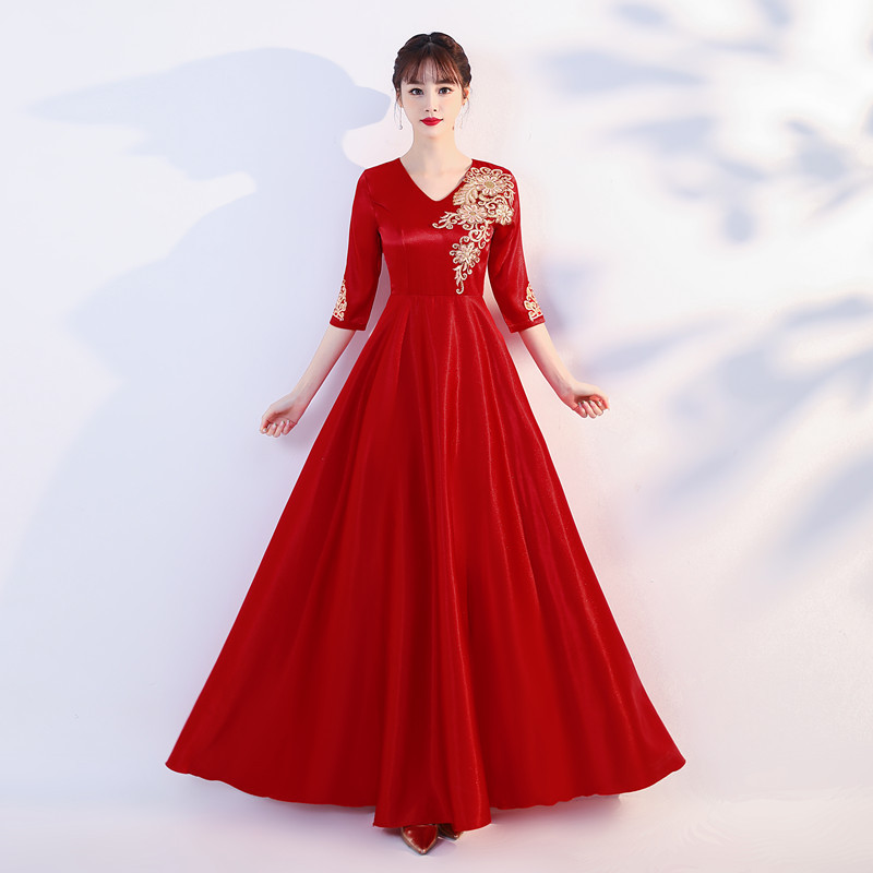 Red Dress Choir Performance Costume Long Dress Solo Choir Red Song Conductor Costume Host Evening Dress for Women