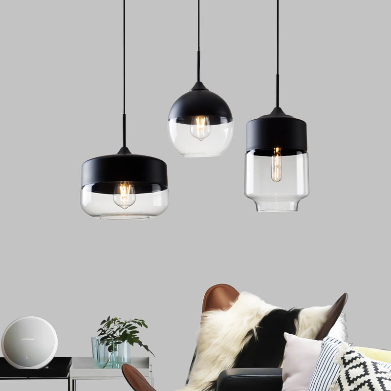 (Clearance) American creative personality single head glass chandelier Nordic bar chandelier cafe dining room chandelier