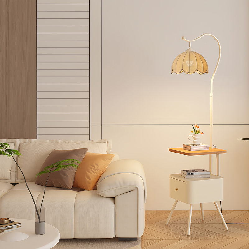 Living Room Floor Lamp Cream Style Living Room Bedroom Sofa Side Atmosphere Shelf Bedside Table Integrated Standing Lamp Q287 Living Room Floor Lamp Cream Style Living Room Bedroom Sofa Side Atmosphere Shelf Bedside Table Integrated Standing Lamp Q287