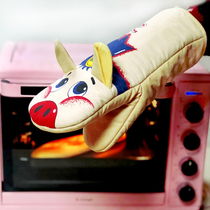 Cute insulation gloves Kitchen environmental protection and comfort oven anti-scalding thickened extended baking high temperature microwave oven gloves