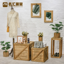 Clothing Store Solid Wood Stand Flower Shelf Womens Clothing Store Water Table Package Shelf Display Table Tennis Red Decoration Shop Window Show Shelf
