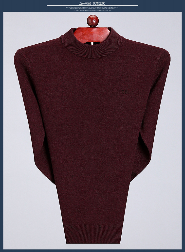 Mùa đông mới lỏng áo len cashmere tinh khiết nam áo len dày nửa cổ trung niên đan ấm áp đan áo len áo jean nam