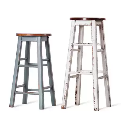American bar chair Solid wood bar stool Old retro bar chair Bar stool Bar chair High stool High chair Front desk chair